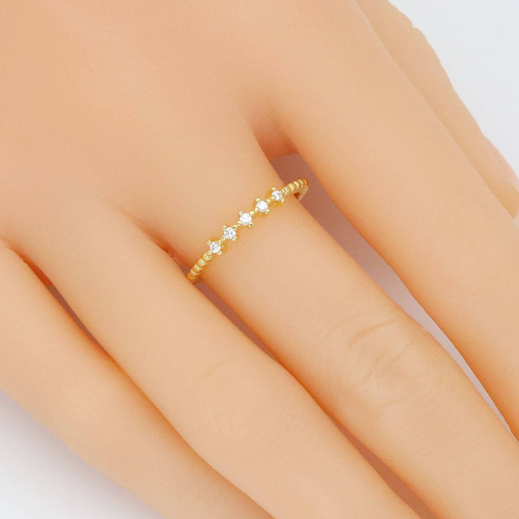 Dainty CZ Slim Adjustable Ring, Sku#LD581