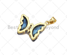 Load image into Gallery viewer, Colorful Glass Quartz Butterfly Charm, Butterfly Pendant, Necklace Bracelet Acrylic Butterfly Charm Pendant, 19x15mm,Sku#LD84