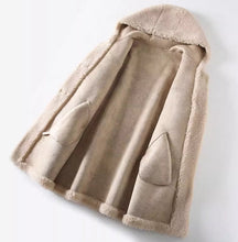 Load image into Gallery viewer, Women's Mid-Length Hooded Coat In Composite Leather And Fur