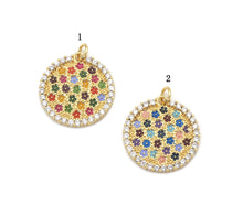 Load image into Gallery viewer, CZ Colorful Enamel Flower Medallion coin Charm, Sku#LX181