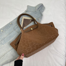 Load image into Gallery viewer, Women's Retro Suede Tote Handbag - Quilted Shoulder Bag with Patchwork Detail