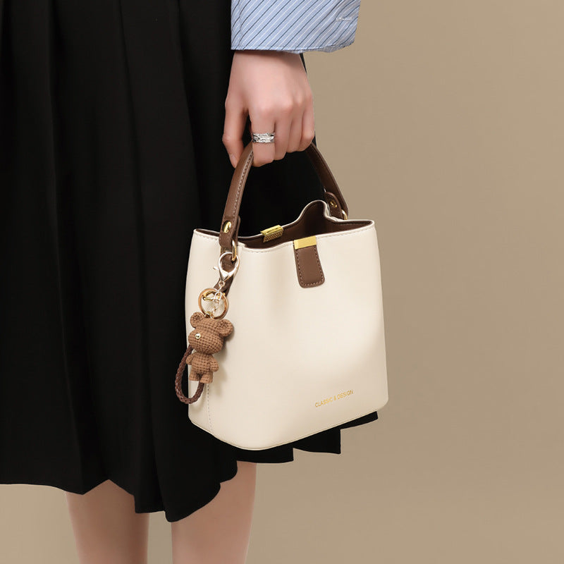 Women's Genuine Leather Crossbody Bucket Bag | Second-Layer Cowhide Shoulder Bag