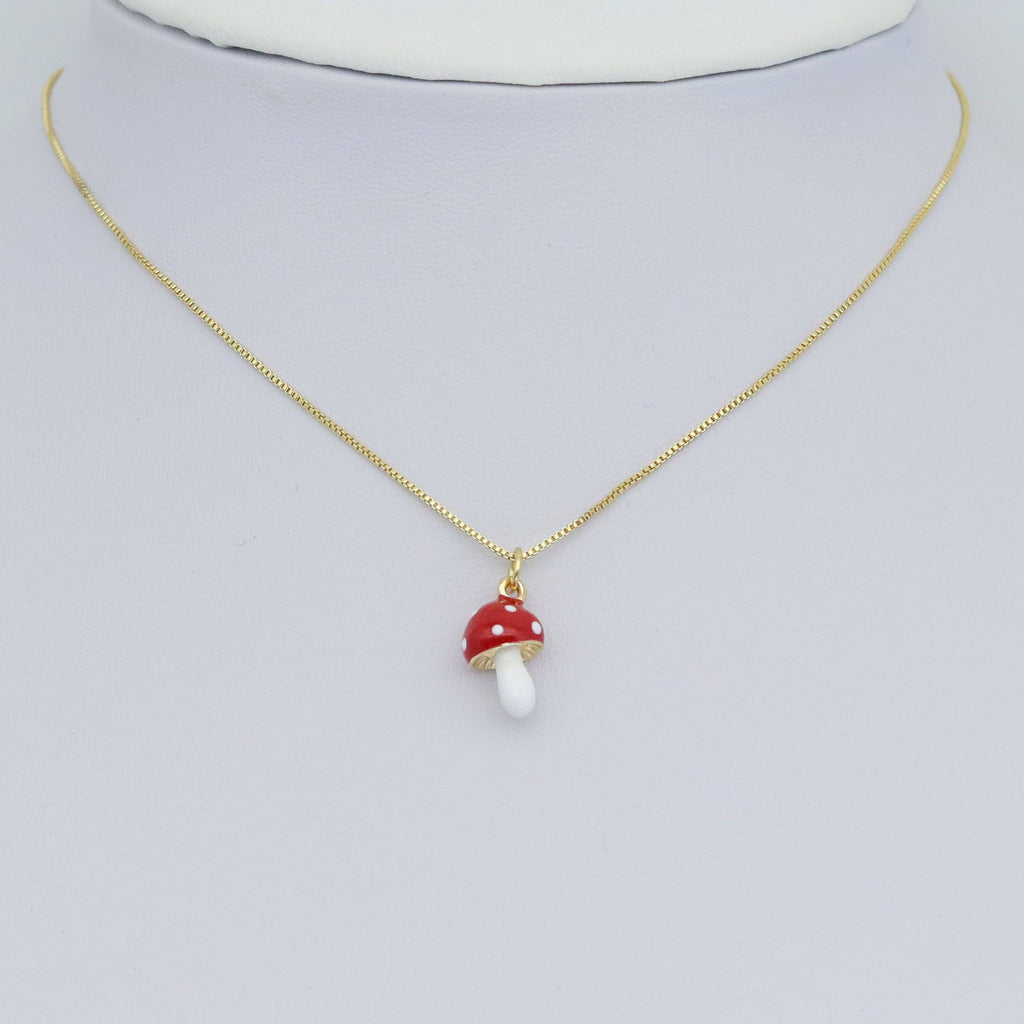 Colorful Enamel Red White Mushroom Shape Charm Pendant, Sku#Y1007