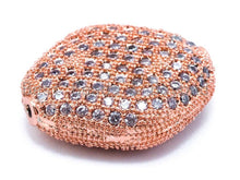 Load image into Gallery viewer, 18x16x7mm CZ Fully Micro Pave Flat Oval Diamond Shape Spacer Beads, Cubic Zirconia Marquise Shape Space Beads, Rose Gold Pave Beads, sku#N29