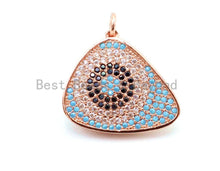 Load image into Gallery viewer, CZ Micro Pave Triangular Evil Eye Pendant/Charm, Cubic Zirconia Pendant, 22x23mm, sku#F15