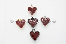 Load image into Gallery viewer, 30mm Enamel Red heart Pendant, Gold/Rose gold/Black/Silver, CZ Micro Pave Oil Drop Heart pendant,Enamel pendant,Enamel Jewelry,sku#F617