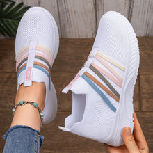 Load image into Gallery viewer, Women's Breathable Flyknit Slip-On Casual Shoes | Lightweight Mesh Striped Sneakers | Sarah Express