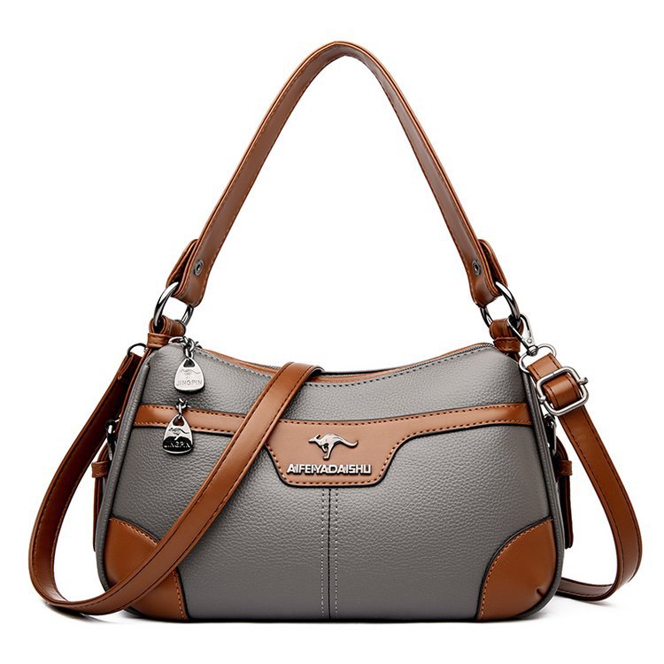 Retro Woven Shoulder Bag - Contrasting Color PU Leather Crossbody Bag for Women