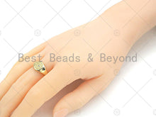 Load image into Gallery viewer, 18K Gold Star Engraved Signet Ring, Open Signet Ring, Adjustable Ring, Statment Ring, Pave Gold Ring, sku#X186