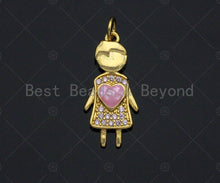 Load image into Gallery viewer, Girl With Pink Heart Pendant/Charm, Abalone Mother-of-pearl, SKU#LK66