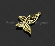 Load image into Gallery viewer, CZ Micro Pave Hollow Out Flower On Butterfly Shape Pendant/Charm,18K Dainty Gold Charm, Necklace Bracelet Charm Pendant,26x35mm,Sku#LK299