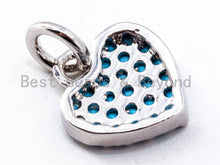 Load image into Gallery viewer, CZ Micro Pave Turquoise Heart shaped Pendant/Charm, Cubic Zirconia Pendant/Charm for Necklace Bracelet,9x10mm, sku#F335