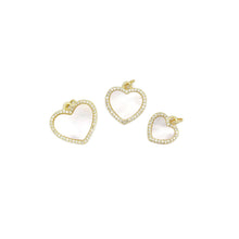 Load image into Gallery viewer, CZ Gold White Pearl Heart Charm, Sku#LX399