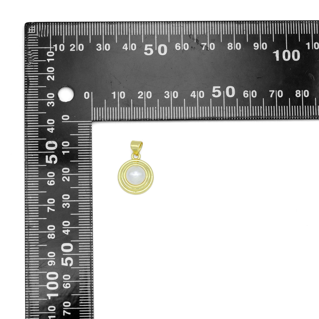 Gold Silver White Pearl Circle Around Charm Pendant, Sku#LX746