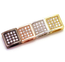 Load image into Gallery viewer, CZ Flat Square Beads Clear Micro Pave Beads, Cubic Zirconia Spacer Beads, 9x9x4mm, sku#G122