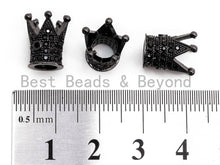 Load image into Gallery viewer, Black CZ Pave On Black Royal Crown Micro Pave Beads, Cubic Zirconia Crown Spacer Beads, Pave Beads, 10x7mm, sku#G319