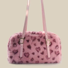 Load image into Gallery viewer, Women's Furry Velvet Shoulder Tote Bag - Plush Leopard Print Handbag with Dual Straps