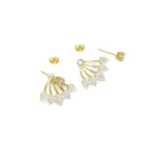 Load image into Gallery viewer, Gold Clear CZ Multi Leaves Drop Earrings, Sku#A225