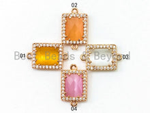 Load image into Gallery viewer, Rectangle Bezel Connector Faceted Cat's Eye Stone, sku#A83