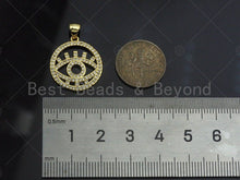 Load image into Gallery viewer, 18k Dainty Gold Evil Eye With Eyelash On Round Ring Shape Charms, Dainty Charms, Gold Pendant, Round Ring Charms, 18x21mm, Sku#LK172