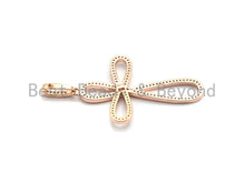 Load image into Gallery viewer, CZ Micro Pave Cross Flower Pendant/Charm, Cubic Zirconia Focal Cross Pendant, Necklace Bracelet Charm Pendant,30x47mm,sku#F694