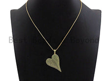 Load image into Gallery viewer, CZ Green Micro Pave Large Heart Pendant, Heart Shaped Pave Pendant, Gold/Rose Gold/Silver/Gunmetal plated, 30x41mm, Sku#X53