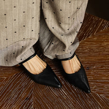 Load image into Gallery viewer, Women's Mary Jane Mule Sandals | Full Grain Cowhide Pointed Toe Block Heel Slides