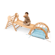 Load image into Gallery viewer, 4in1 Montessori Climbing Set: Pikler Triangle, Arch, Slide Board, and Cushion for Toddlers (1–3 Years)