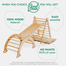 Load image into Gallery viewer, 4in1 Montessori Climbing Set: Triangle Ladder + Climbing Arch + Slide Board &amp; Cushion – Beige