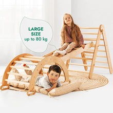 Load image into Gallery viewer, 4in1 Montessori Climbing Set: Triangle Ladder + Climbing Arch + Slide Board &amp; Cushion – Beige
