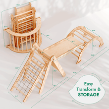 Load image into Gallery viewer, 4in1 Montessori Climbing Set: Triangle Ladder + Climbing Arch + Slide Board + Net – Beige