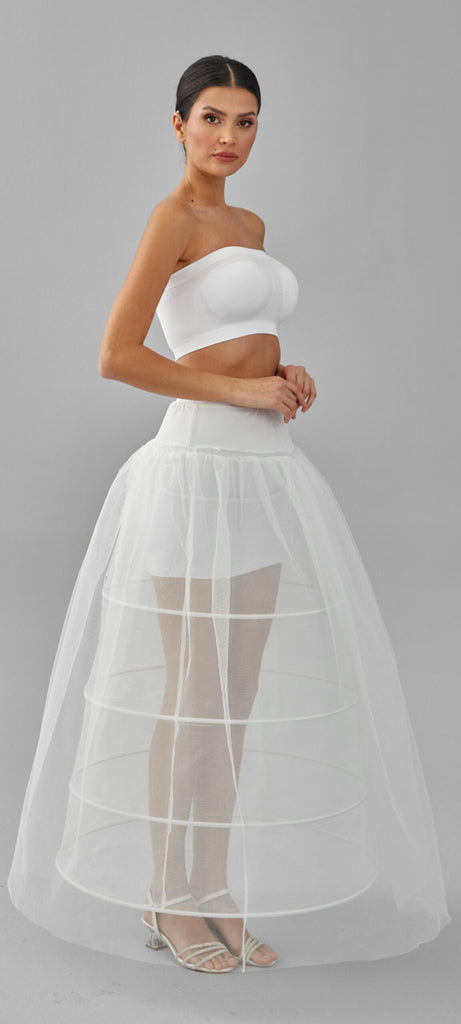 Crinoline, Wedding Dress Underskirt, White Petticoat Skirt, Four Hoop Skirt