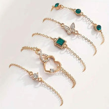 Load image into Gallery viewer, 5-Pieces: Love Full Throw Diamond Shining Infinite Symbol Geometry Green Rhinestone Bracelet Set