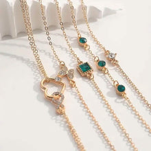 Load image into Gallery viewer, 5-Pieces: Love Full Throw Diamond Shining Infinite Symbol Geometry Green Rhinestone Bracelet Set