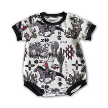 Load image into Gallery viewer, Short sleeve cactus cow baby boy romper