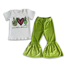Load image into Gallery viewer, Velvet bell bottom pants green face girls Christmas outfits