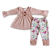 Load image into Gallery viewer, Pink tunic match floral icing ruffle leggings girls outfits