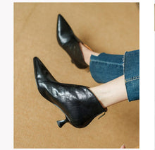 Load image into Gallery viewer, Women's Elegant Pointed-Toe Ankle Boots | Genuine Cowhide Leather | Velvet Lining Option