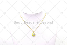 Load image into Gallery viewer, Big Clear CZ Micro Pave on Enamel Colorful Round Coin Shape Pendant,Sku#F1443C