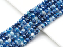 Load image into Gallery viewer, Mystic Natural Blue Banded Agate Rondelle Faceted Beads, Sku#UA264
