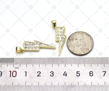 Load image into Gallery viewer, CZ Micro Pave Lighting Shape Pendant, 18K Gold Filled Lighting Charm, Necklace Bracelet Charm Pendant,Sku#LK507