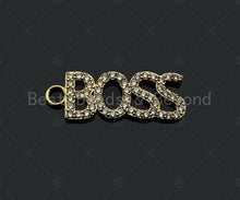 Load image into Gallery viewer, CZ Micro Pave BOSS Charm/Pendant, Cubic Zirconia Pave Boss Necklace Bracelet Pendant, Fashion Jewelry Findings, 10x29mm, sku#B126
