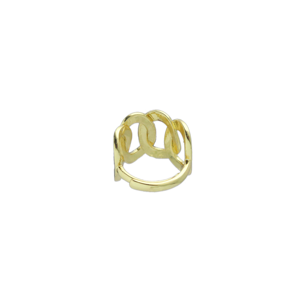 Gold Silver Wide Oval Link Adjustable Ring, Sku#A308