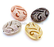 Load image into Gallery viewer, CZ Micro Pave Oval Spacer Beads 15x11mm/18x13mm,sku#G17