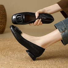 Load image into Gallery viewer, Women's Vintage Round Toe Slip-On Flats | Chunky Low Heel Casual Shoes