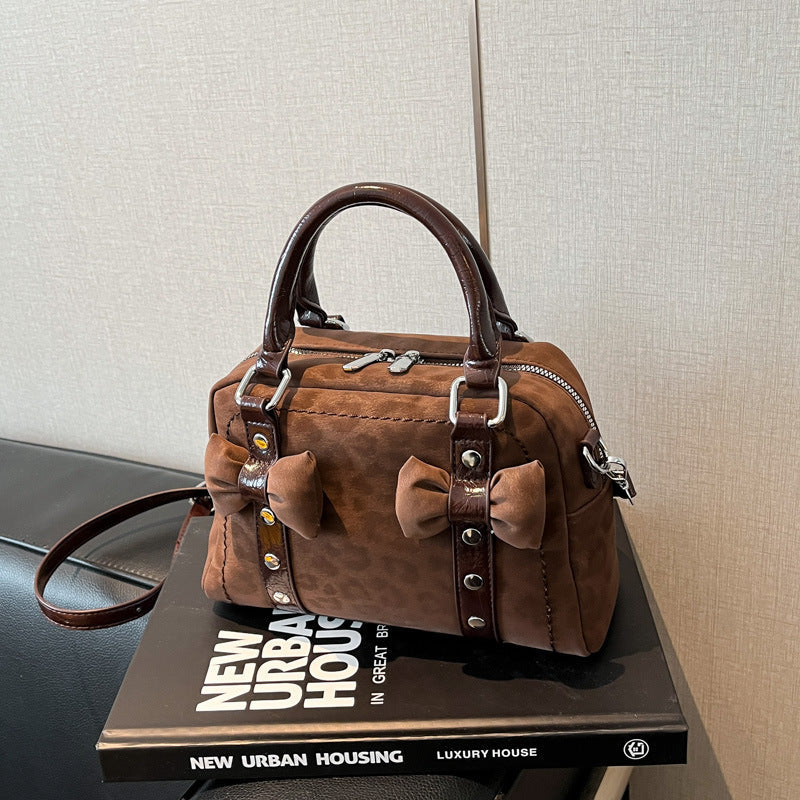 Women's PU Leather Pillow Bag – Crossbody & Handheld Purse with Rivet Detail