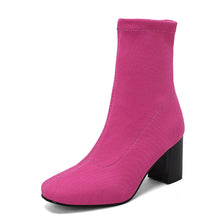 Load image into Gallery viewer, Women's Over-the-Knee Stretch Satin Boots | Chunky Heel Ankle Boots