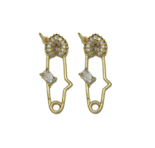 Load image into Gallery viewer, Gold CZ Safety Pin Charm, Sku#LK694