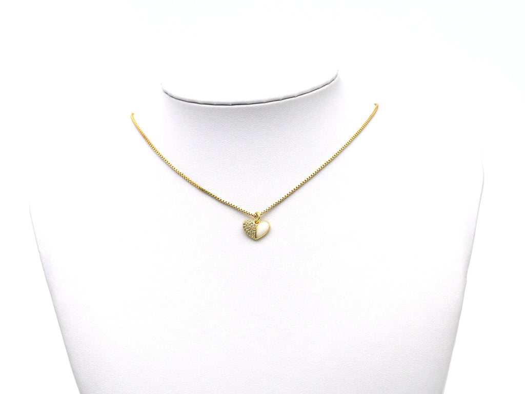 CZ Enamel Cross/Heart Charm, Sku#LD196