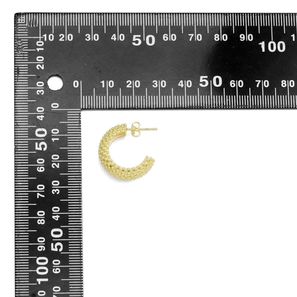 Gold Silver Diamond Patten Thick Huggie Earrings, Sku#A204